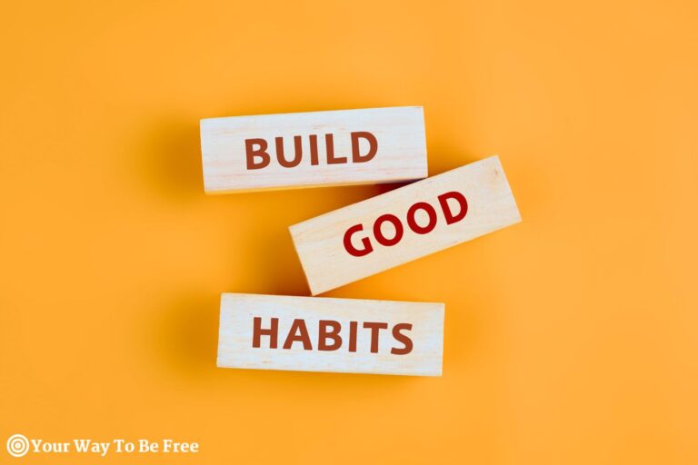 build good habits inspirational writing a conceptual phrase on wooden blocks lying on a beautiful uniform tone