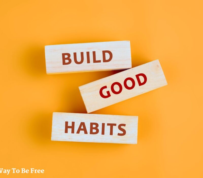 build good habits inspirational writing a conceptual phrase on wooden blocks lying on a beautiful uniform tone